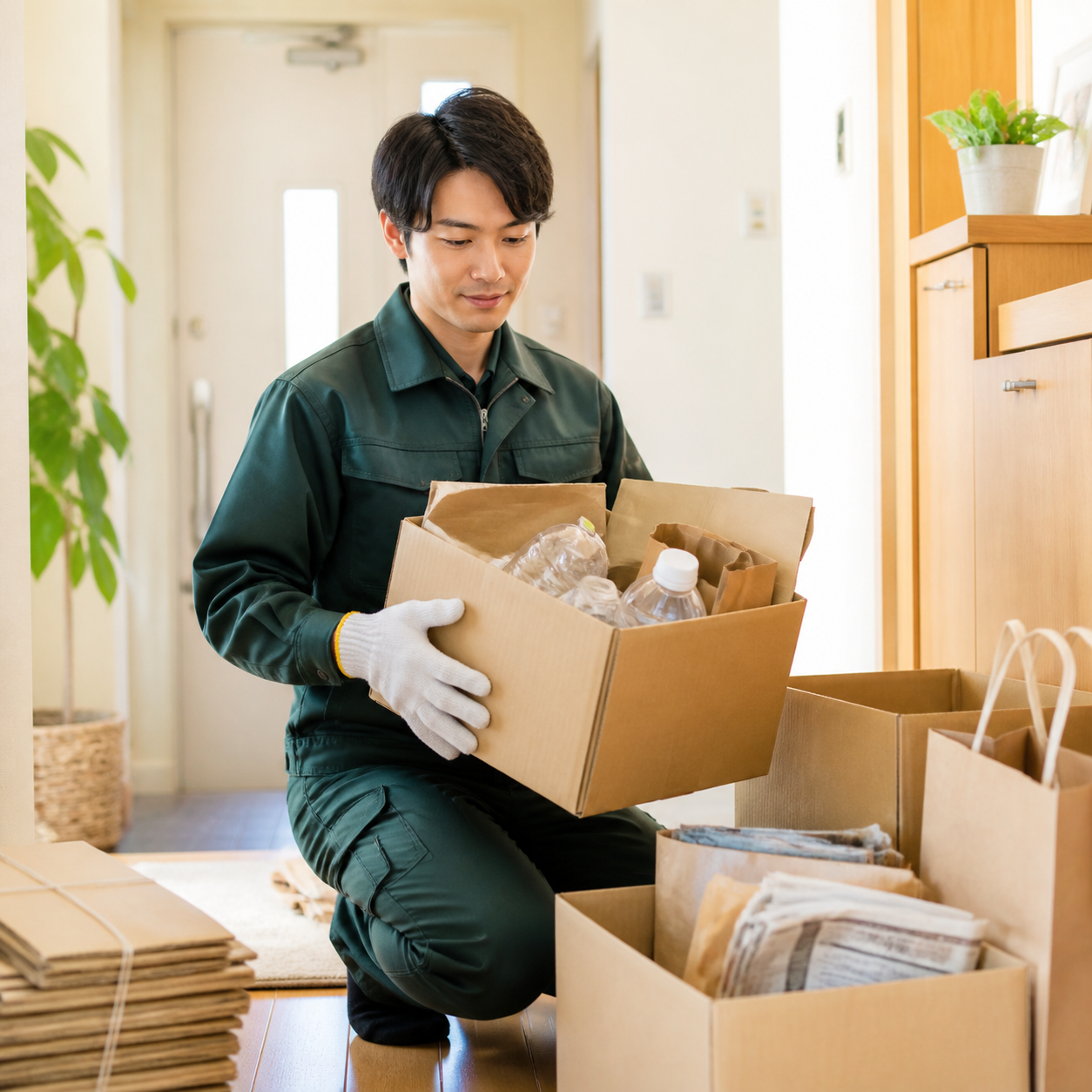 不用品の片付けをする便利屋スタッフ